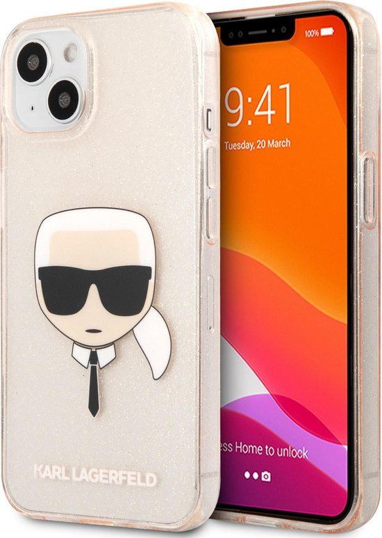 Karl Lagerfeld iPhone 13 Mini Back Cover - Glitter - Gold