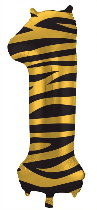 Folat Folieballon Cijfer 1 Tiger Chic - 86 cm