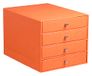 RHODIA 318964C – sorteermap met 4 laden, mandarijn – 24,8 x 32,7 x 22,8 cm – zadelpen oranje – buitenkant van kunstleer – collectie Home Office Rama – kantoororganisatie en opslag design