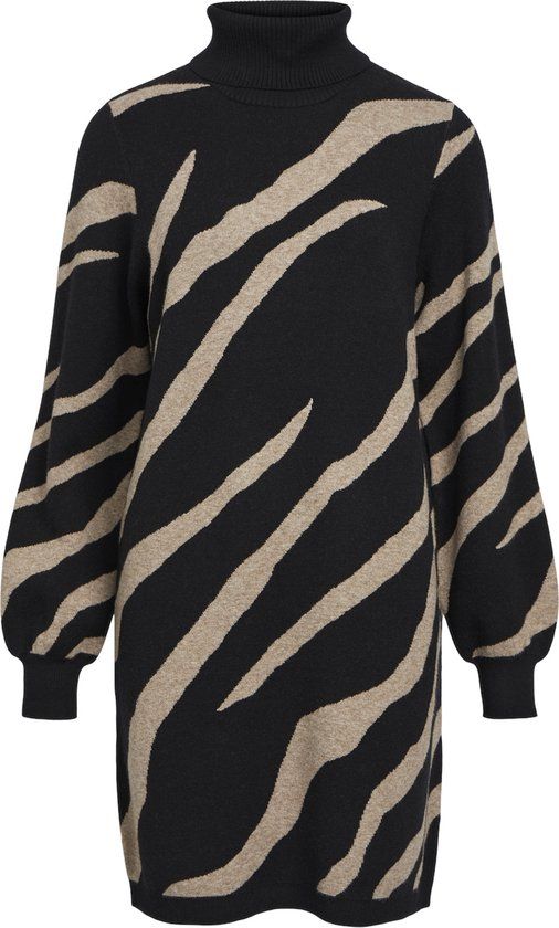 Object Objray L/s Knit Rollneck Dress - Zwart - Maat XL