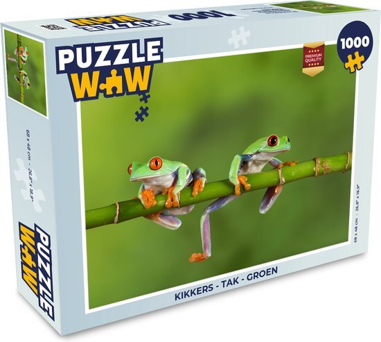 MuchoWow Puzzel Kikkers - Tak - Groen - Legpuzzel - Puzzel 1000 stukjes volwassenen