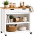 Relaxdays Keukenwagen - 100x94x60 cm - wit - naturel - met wielen