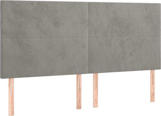 vidaXL Hoofdbord Lichtgrijs Fluweel 160x5x118/128 cm