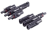 1x PV4 1x - PV4 T-adapterset, 3/1, IP68, 1,5 kV, zwart voor parallelle aansluiting van zonnepanelen, PV4 stekker/aansluiting, MC4-compatibel