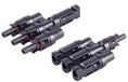1x PV4 1x - PV4 T-adapterset, 3/1, IP68, 1,5 kV, zwart voor parallelle aansluiting van zonnepanelen, PV4 stekker/aansluiting, MC4-compatibel