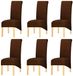Merkloos Housse de chaise stretch XL pour dossier haut - 6 pièces - Marron café - Élasthanne
