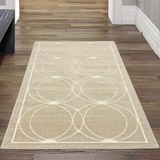 Tapis oriental avec ornements discrets | Convient pour l'intérieur et l'extérieur | Couleur beige | Dimensions : 80x150 cm