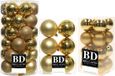 Shoppartners Bv 59x pièces boules de Noël en plastique or 4, 6 et 8 cm brillant/mat/paillettes mix