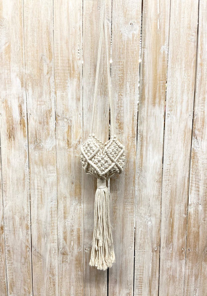 Zus & Zo Plantenhangers macrame wit 100x12 cm