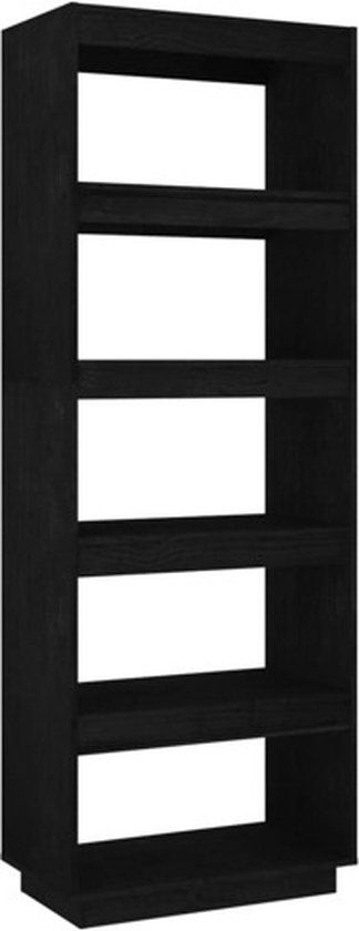 vidaXL Boekenkast/kamerscherm - 60x35x167 cm - Massief Grenenhout - Zwart