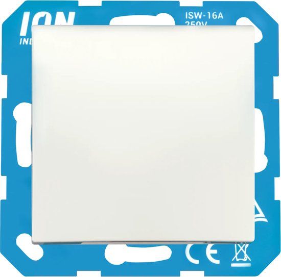 ION Industries Stopcontact met randaarde met klapdeksel - E1 alpin wit mat