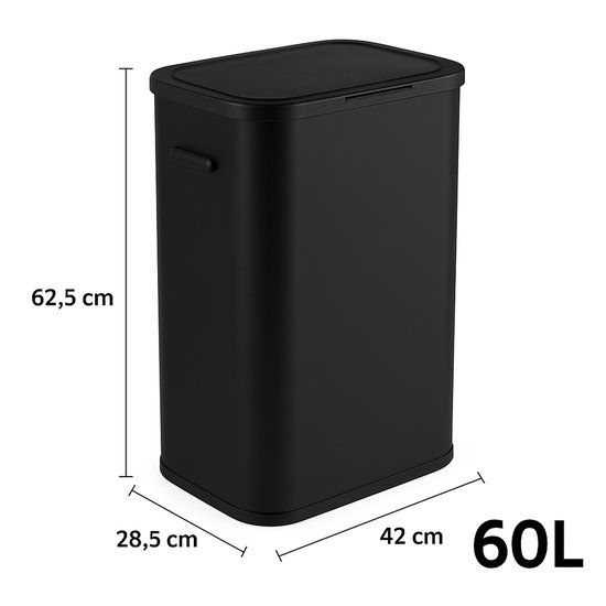Bol Zwarte prullenbak 60 liter – hygiënisch met drukdeksel