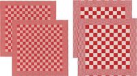 DDDDD Vespo B.V. DDDDD - Barbeque - Theedoeken en Keukendoeken - Set van 4 stuks - 60x65 cm/50x55 cm - Geruit - Rood
