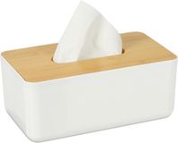 Merkloos Relaxdays Tissuebox van kunststof met houten deksel