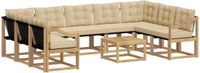 vidaXL Hoek loungeset 9 zitplekken Acacia hout Wit en Beige