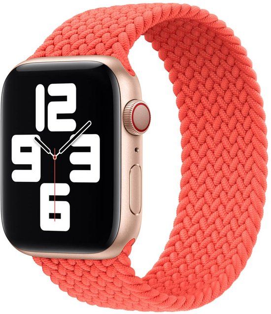 Apple Gevlochten solobandje voor de Apple Watch | 44/45/46/49 mm - Maat 12 - Electric Orange