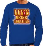 Bellatio Decorations Koningsdag sweater heren - let's drink together - blauw - oranje feestkleding L