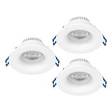 EGLO Salabate 3-delige set inbouwspots, Ø 8,8 cm, badkamer plafondspots | aluminium wit, warmwit, neutraalwit, koelwit, IP65