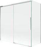 Mexen Rox badwand scherm 2-delig schuifbaar 160 + 75 x 150 cm, transparant, chroom