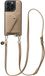 AVY Étui en cuir pour Apple iPhone 15 Pro Max | Avec cordon et porte-cartes magnétique | Compatible MagSafe | Étui en cuir avec cordon de 130 cm et portefeuille | Cuir long | Beige