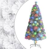 VidaXL Sapin de Noël artificiel avec éclairage 120 cm fibre de verre blanc