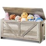 VEVOR Speelkist van hout voor kinderen, 990 x 395 x 480 mm, grote opbergbank voor kleine kinderen, met klapdeksel en veiligheidsscharnier, voor speelkamer, slaapkamer, grijs