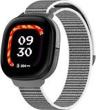 By Qubix Qubix - Compatible Fitbit bandje - Geschikt voor Fitbit Ace LTE - Nylon loop band met klittenbandsluiting - Grijs