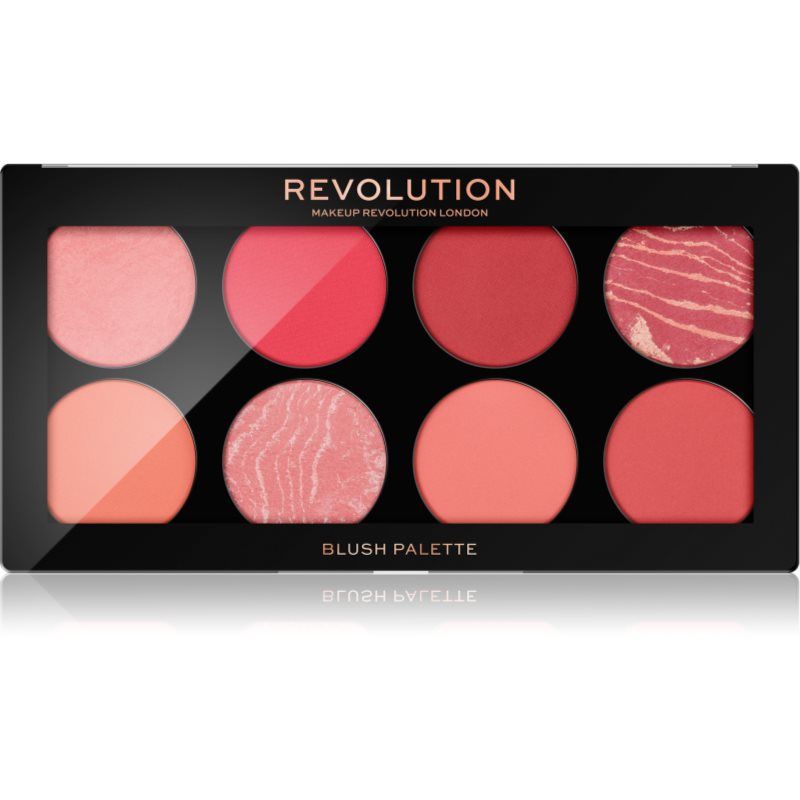 Revolution Ultra Blush Palette, 8 Gepigmenteerde Shimmer- & Matte Make-up Kleuren, Mengbare Poederblush Formule, Vegan & Dierproefvrij, Sunset Burst, 1.6g