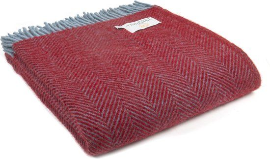 Tweedmill UK Plaid Visgraat Rood en Blauw - 150x183 - Wol