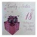 witte WHITE COTTON CARDS Pink Present WB190-18 wenskaart "Lovely Sister 18 Wishing You A Special", handgemaakt, wit