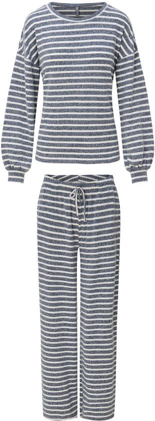 LingaDore Homewear set Vrouwen Blue marl Gestreept Lange mouw 95% Polyester, 5% Elasthan XL