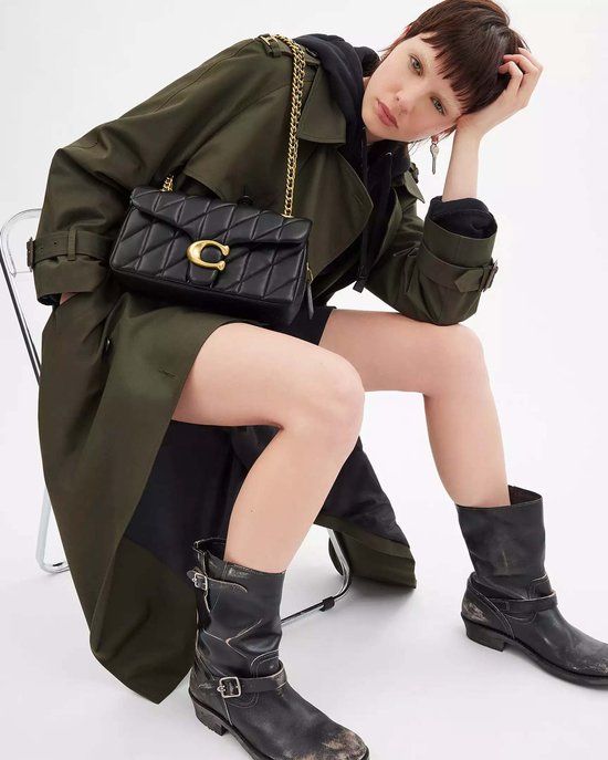 Coach Quilted Tabby 26 Crossbody Bag - Black Leather - Women's