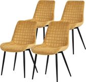 ML-design Eetkamerstoel set van 4 mosterdgeel fluweel stalen poten