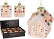 Merkloos Hanger Huisje glas 8cm display a 12st.