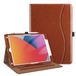 FINTIE Hoesje compatibel met iPad 9e / 8e / 7e generatie (2021/2020/2019 release, 10,2 inch), hoekbescherming, kijkstandaard met meerdere kijkhoeken met zak en potloodhouder, vintage bruin