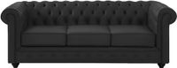 Vente-unique Driezitsbank van buffelleer CHESTERFIELD - Zwart