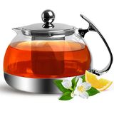 Monzana Glazen Theepot - met RVS-Filter & Infuser 9 Kops - 1.2 Liter
