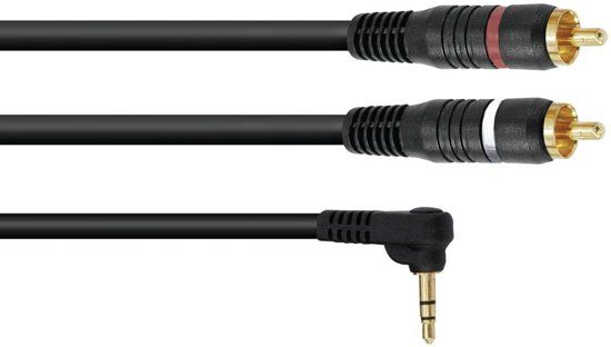 Omnitronic Adaptercable 3.5 Jack 90°/2xRCA 1m bk