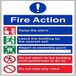 VSafety 5 Message Risks Fire Action Kennisbord - 210mm x 297mm (A4) - 1mm Rigid Plastic
