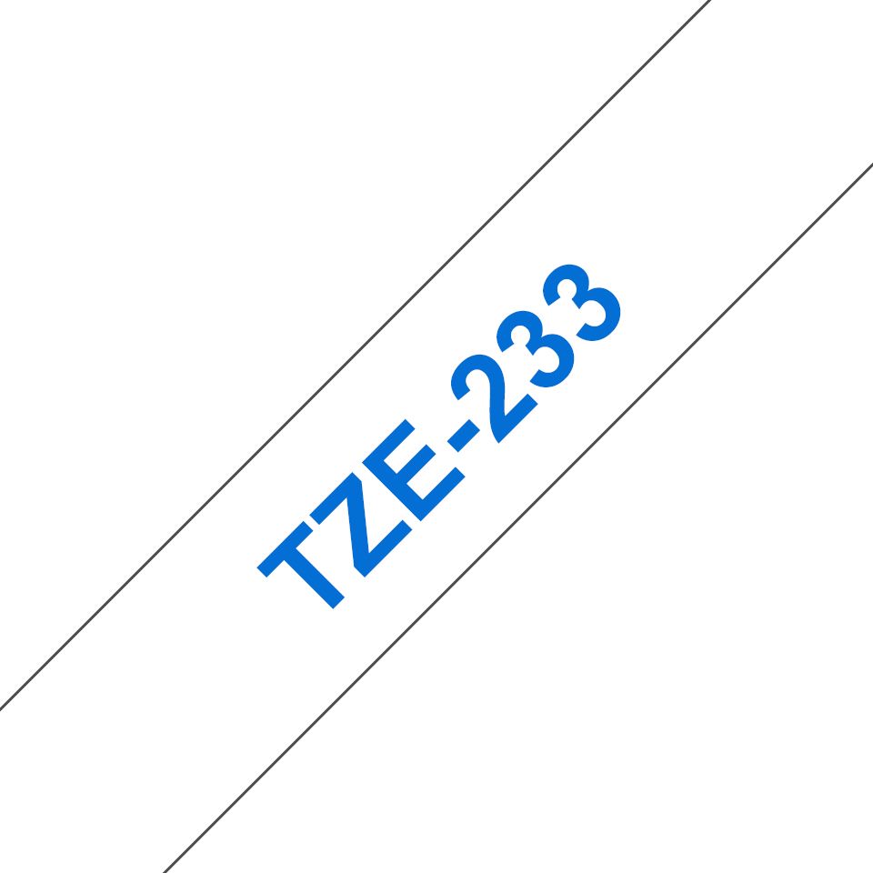 Brother TZE-233 Label Tape - Blue on White - 12mm x 8m