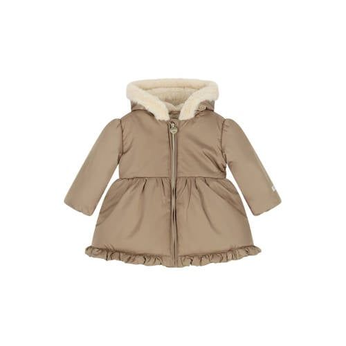 Le Chic winterjas met ruches - lichtbruin