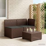 vidaXL Tuinbank met Kussens Rieten Look PP Bruin