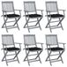 Acacia Bois Massif Chaises Pliantes (6 pièces) avec Coussins