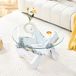 OKWISH Table basse Ronde - Piètement en croix - MDF Marbre blanc et Verre transparent - 79x45 cm