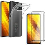 Phonillico® Case for Xiaomi POCO X3 NFC and 2 Tempered Glass Screen Protectors