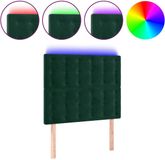 vidaXL Hoofdbord LED 80x5x118/128 cm fluweel donkergroen