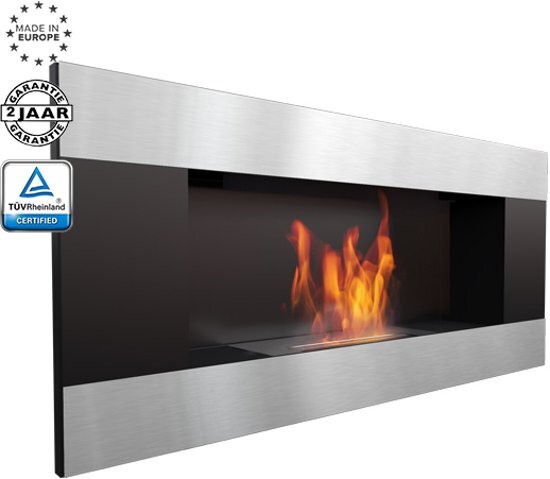 Kratka Delta L Horizontal( TÃœV certificaat) - Bio-ethanol sfeerhaard (90x40cm) zwart RVS