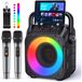 Karaoke set enfants - 2 microfoons - Bluetooth 5.0 - LED-verlichting - Noir