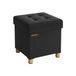 SONGMICS Pouf de rangement pliable avec repose-pieds, 38 x 38 x 40 cm | Cube de rangement, charge 300 kg, pour salon, noir d'encre, collection Melisa LSF014B11