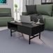 Hanah Home Stijlvolle zwarte koffietafel, 90 x 54 x 39,6 cm, 100% melamine gecoat chipbord en metaal, modern design voor woonkamer en kantoor